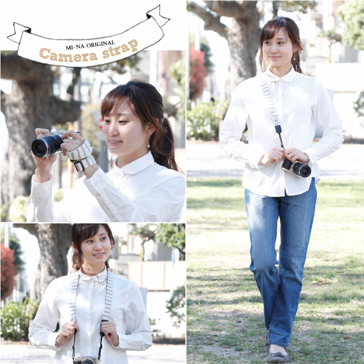 Mi-na Camera Strap Natural Basic Border